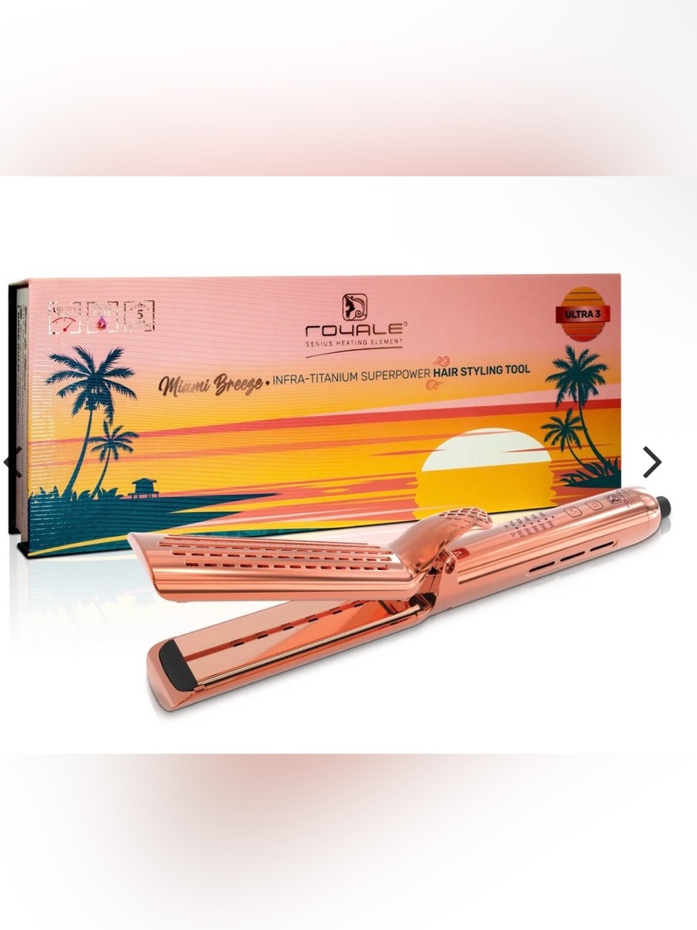 Royale Miami Breeze Titanium Superpower Hair Styling Iron - Rose Gold *NIB